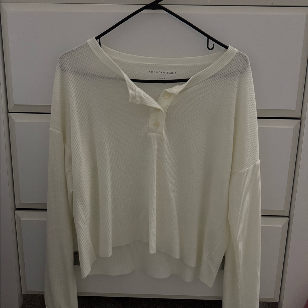 American Eagle Waffle Button Down Shirt